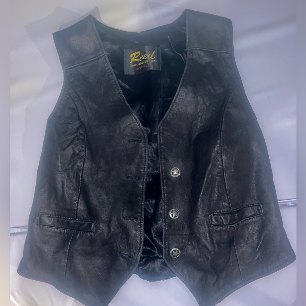 Leather biker vest